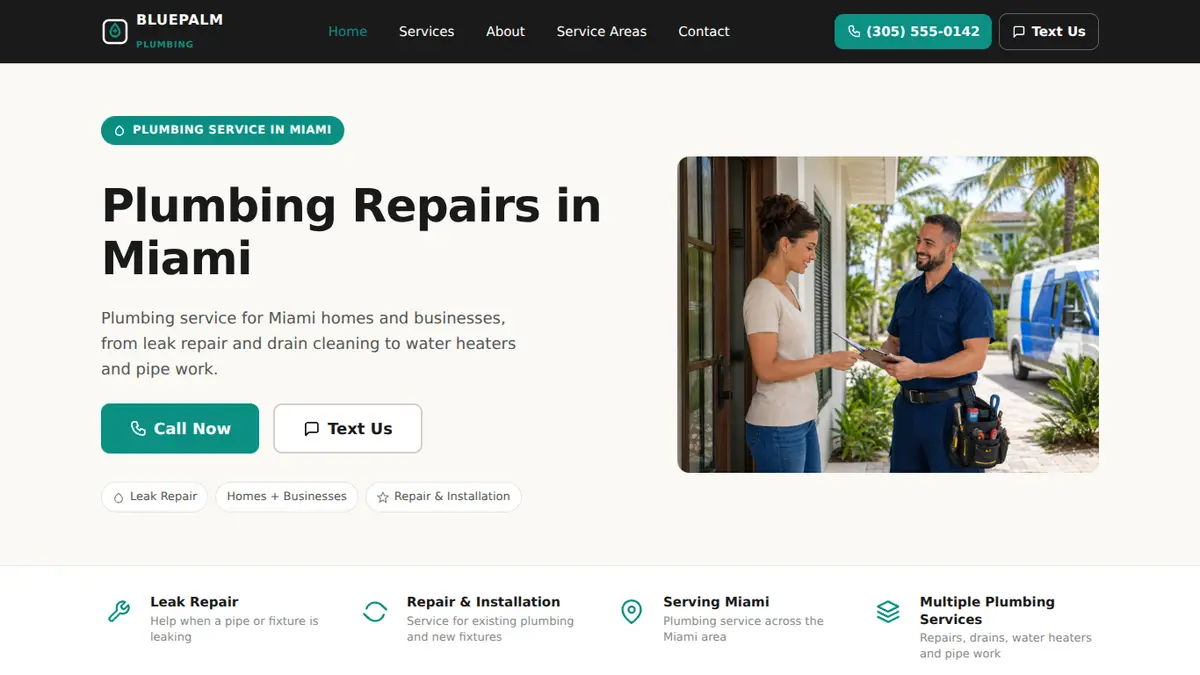 Preview of the plumbing website demo