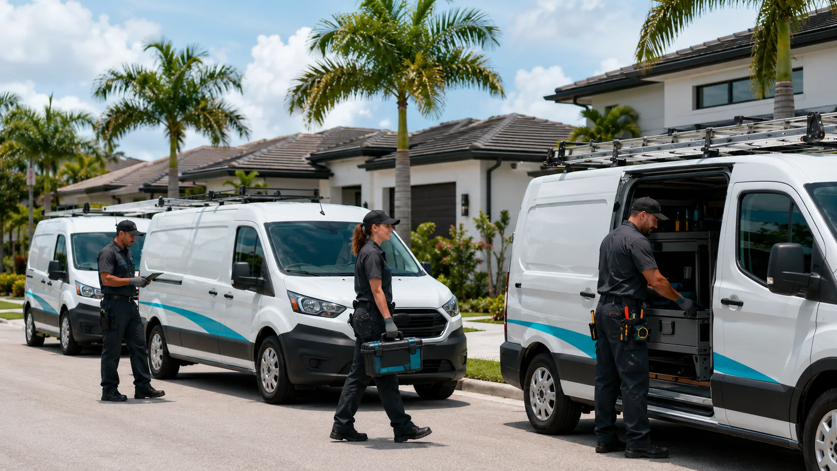 PalmLift Garage Door Co. service vehicles in Miami