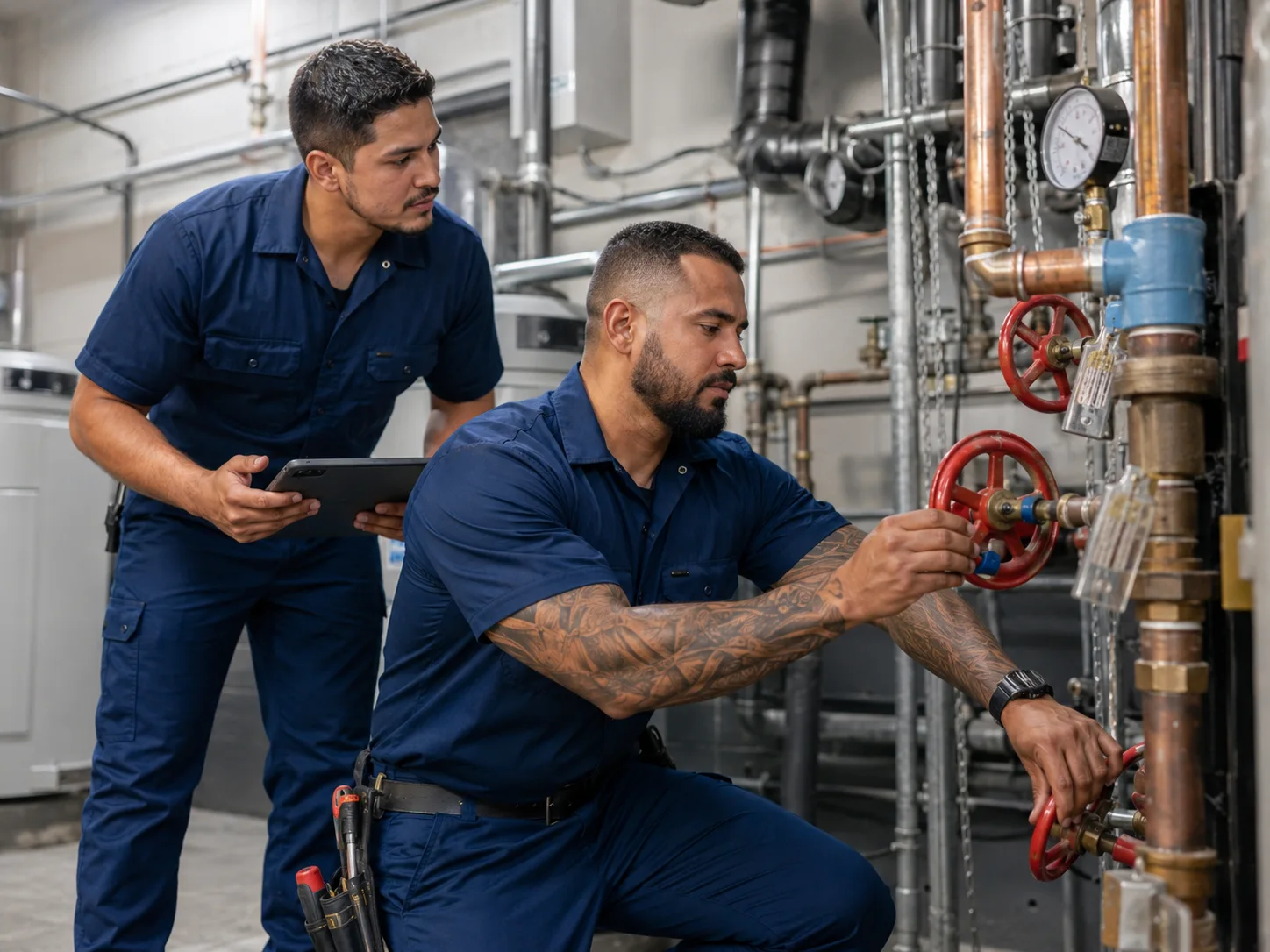 Plumber providing service at a commercial property in Miami