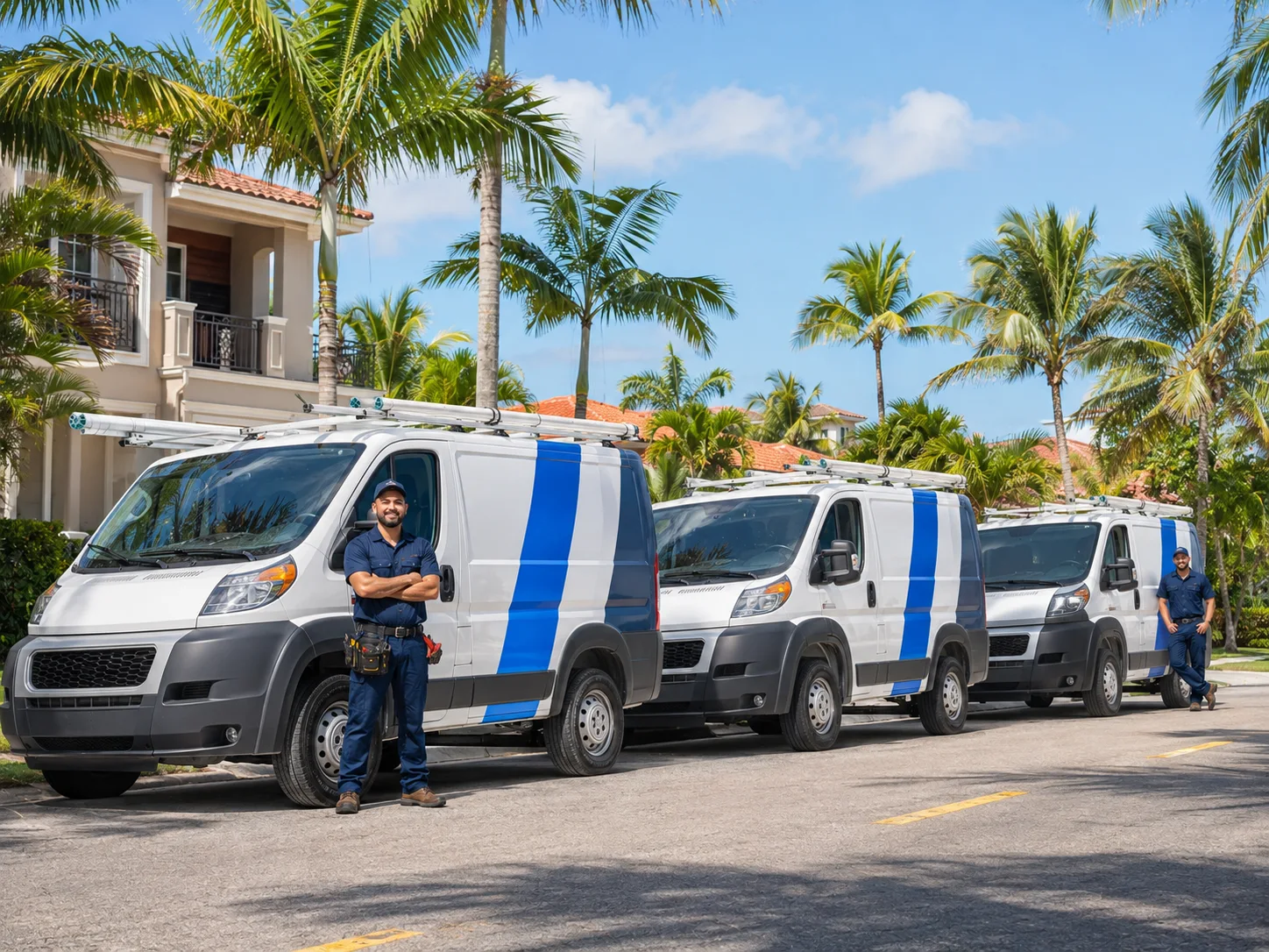 BluePalm Plumbing service vehicles in Miami